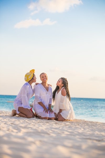 Family on beach, Cyprus
